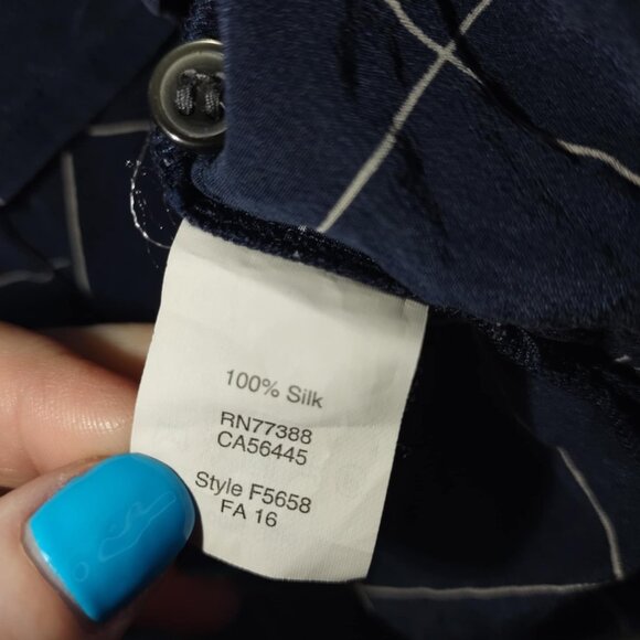 Madewell Women S NavyBlue Silk LaceUp Popover Luxury RichGirl Blouse Style-f5658 - Picture 10 of 12